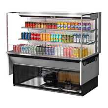 Turbo Air TOM-60L-UF-S-3SI-N 59" Low Profile Stainless Steel Drop-In Horizontal 2 Shelf Open Display Case w/ Glass Side Panel - 19 Cu. Ft.
