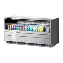 Turbo Air TOM-60UC-S-N 60" Low Profile Stainless Steel Drop-In Horizontal Open Display Case w/ Solid Side Panel - 9 Cu. Ft.
