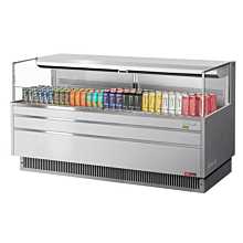 Turbo Air TOM-72L-UF-S-1S-N 71" Low Profile Stainless Steel Horizontal Open Display Case w/ Glass Side Panel - 10 Cu. Ft.