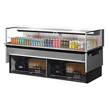 Turbo Air TOM-72L-UF-S-1SI-N 71" Low Profile Stainless Steel Drop-In Horizontal Open Display Case w/ Glass Side Panel - 10 Cu. Ft.