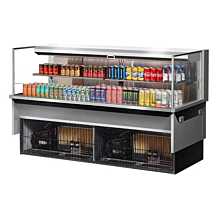 Turbo Air TOM-72L-UF-S-2SI-N 71" Low Profile Stainless Steel Drop-In Horizontal 2 Shelf Open Display Case w/ Glass Side Panel - 16 Cu. Ft.