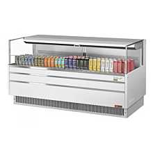 Turbo Air TOM-72L-UF-W-1S-N 79" Low Profile White Horizontal Open Display Case w/ Glass Side Panel - 10 Cu. Ft.