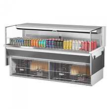 Turbo Air TOM-72L-UF-W-1SI-N 79" Low Profile White Drop-In Horizontal Open Display Case w/ Glass Side Panel - 10 Cu. Ft.