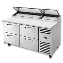 True TPP-AT-67D-4-HC~SPEC3 67" Spec Series Four Solid Drawers Pizza Prep Table with Refrigerated Base & Alternate Top