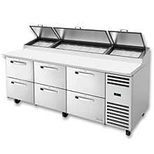 True TPP-AT-93D-6-HC~SPEC3 93" Spec Series Six Solid Drawers Pizza Prep Table with Refrigerated Base & Alternate Top