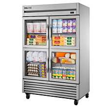 True TS-49G-4-HC~FGD01 54" Reach-In Two Section Framed Glass Half Swing Door Stainless Steel Refrigerator - 49 Cu. Ft.