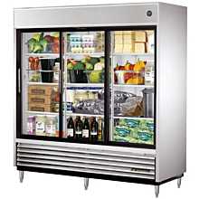 True TSD-69G-LD 78.1" Three Section Reach In Refrigerator, (3) Sliding Glass Doors, 115v