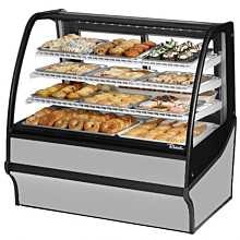 True TDM-DC-48-GE/GE-S-W 48" Curved Glass / Glass End Dry Display Merchandiser Case with Stainless Steel Exterior & White Interior