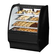 True TGM-DC-36-SC/SC-B-W 36" Curved Glass / Solid Colored End Dry Display Merchandiser Case with Black Exterior & White Interior