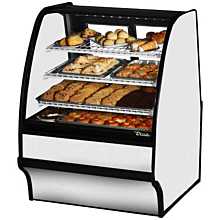 True TGM-DC-36-SC/SC-S-W 36" Curved Glass / Solid End Dry Display Merchandiser Case with Stainless Steel Exterior & White Interior
