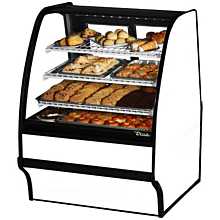 True TGM-DC-36-SC/SC-W-W 36" Curved Glass / Solid Colored End Dry Display Merchandiser Case with White Exterior & Interior