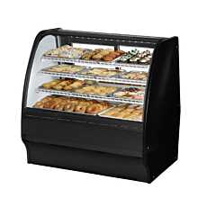 True TGM-DC-48-SC/SC-B-W 48" Curved Glass / Solid Colored End Dry Display Merchandiser Case with Black Exterior & White Interior