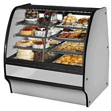 True TGM-DZ-48-SC/SC-S-S 48" Dual-Zone Stainless Steel Curved Glass / Solid End Refrigerated Display Merchandiser Case with Stainless Steel Interior