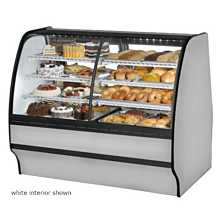 True TGM-DZ-59-SC/SC-S-S 59" Dual-Zone Stainless Steel Curved Glass / Solid End Refrigerated Display Merchandiser Case with Stainless Steel Interior