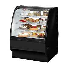 True TGM-R-36-SC/SC-B-W 36" Black Curved Glass / Solid Colored End Refrigerated Display Merchandiser Case with White Interior