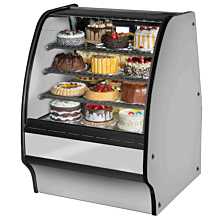 True TGM-R-36-SC/SC-S-S 36" Stainless Steel Curved Glass / Solid End Refrigerated Display Merchandiser Case with Stainless Steel Interior