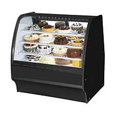 True TGM-R-48-SC/SC-B-W 48" Black Curved Glass / Solid Colored End Refrigerated Display Merchandiser Case with White Interior
