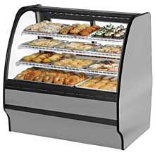 True TGM-R-48-SC/SC-S-W 48" Stainless Steel Curved Glass / Solid End Refrigerated Display Merchandiser Case with White Interior