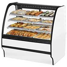 True TGM-R-48-SC/SC-W-W 48" White Curved Glass / Solid Colored End Refrigerated Display Merchandiser Case with White Interior