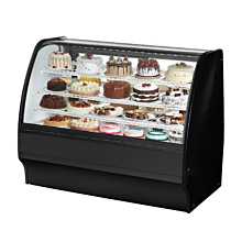 True TGM-R-59-SC/SC-B-W 59" Black Curved Glass / Solid Colored End Refrigerated Display Merchandiser Case with White Interior