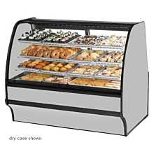 True TGM-R-59-SC/SC-S-W 59" Stainless Steel Curved Glass / Solid End Refrigerated Display Merchandiser Case with White Interior