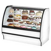 True TGM-R-59-SC/SC-W-W 59" White Curved Glass / Solid Colored End Refrigerated Display Merchandiser Case with White Interior