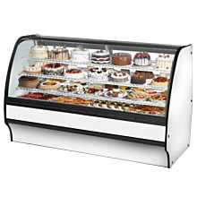 True TGM-R-77-SC/SC-W-W 77" White Curved Glass / Solid Colored End Refrigerated Display Merchandiser Case with White Interior