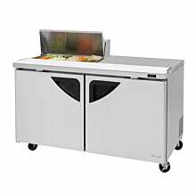 Turbo Air TST-60SD-08S-N Super Deluxe Series 60" Two Solid Door Sandwich/Salad Prep Table & Right-Side Work Station w/ 8-Pan Top - 16 Cu. Ft.