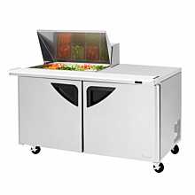 Turbo Air TST-60SD-12M-N Super Deluxe Series 60" Two Door Mega Top Prep Table & Right-Side Work Station w/ 12-Pan Top - 19 Cu. Ft.