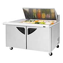 Turbo Air TST-60SD-18M-N Super Deluxe Series 60" Two Door Mega Top Prep Table & Right-Side Work Station w/ 18-Pan Top - 19 Cu. Ft.