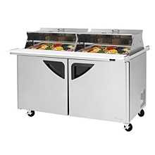 Turbo Air TST-60SD-24-N-DS Super Deluxe Series 60" Dual Sided Two Door Mega Top Prep Table w/ 24-Pan Top - 19 Cu. Ft.