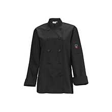 Winco UNF-7KL Women's Black Long Sleeved Tapered Fit Chef Jacket