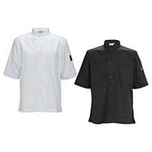 Winco UNF-9K3XL Black Short Sleeved Chef's Shirt with Tapered Fit