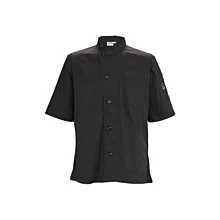 Winco UNF-9KL Black Short Sleeved Chef's Shirt with Tapered Fit