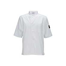 Winco UNF-9WM White Short Sleeved Chef's Shirt with Tapered Fit