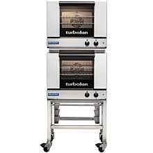 Moffat Turbofan E22M3/2C 24" Electric 6 Half Size Pan Manual Control Double Deck Convection Oven with Stacking Kit, Pan Slides, Caster Base Stand