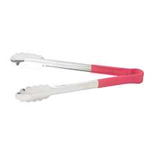 Winco UT-9HP-R  9" Stainless  Steel Utility Tongs, Red Handle