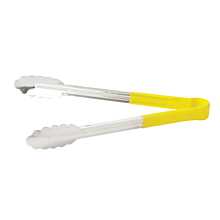 Winco UT-9HP-Y  9" Stainless  Steel Utility Tongs, Yellow Handle