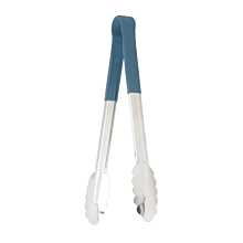 Winco UTPH-12B 12" Stainless  Steel Utility Tongs with Blue Polypropylene Handle, 12