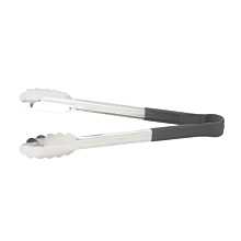 Winco UTPH-12K 12" Stainless  Steel Utility Tongs with Black Polypropylene Handle
