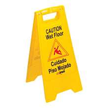 Winco WCS-25 Yellow Caution Wet Floor Sign 25" x 12"