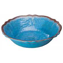 Winco WDM001-407 Luzia 13-3/4" Blue Round Melamine Hammered Soup/Cereal Bowl
