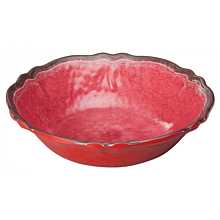 Winco WDM001-506 Luzia 7-1/2" Red Round Melamine Hammered Soup/Cereal Bowl