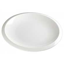 Winco WDP006-203 Bergomi 12-1/2" Creamy White Porcelain Oval Narrow Rim Dinner Plate