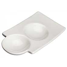 Winco WDP017-106 Ardesia Loures Porcelain Bright White Duo Dish, 6"