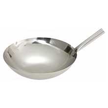 Winco WOK-14N 14" Stainless Steel Chinese Style Wok with Riveted Handle