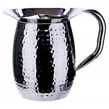 Winco WPB-3CH 96 oz. Hammered Stainless Steel Bell Pitcher with Ice Guard