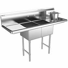 Two compartment sink no drainboards