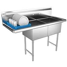 Two compartment sink left drainboard