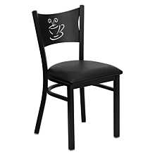 Flash Furniture HERCULES Series Black Coffee Back Metal Restaurant Chair - Black Vinyl Seat